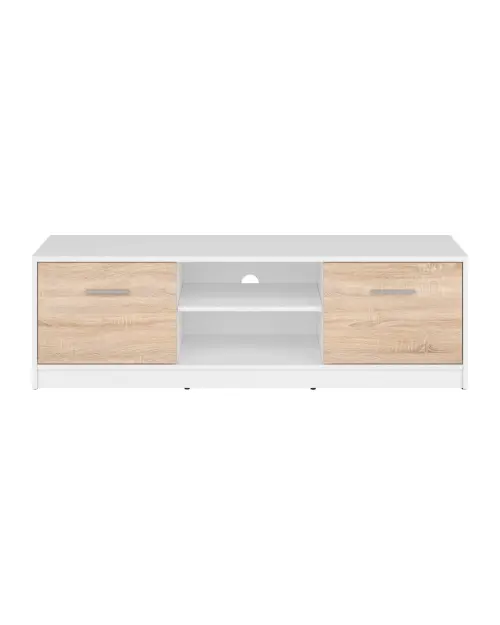 Mueble RTV Nepo Plus 138 cm con 2 puertas y estante blanco/roble sonoma