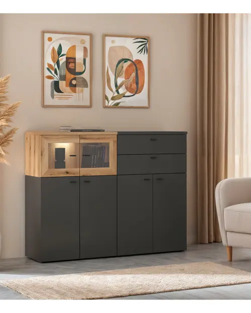 Vitrina System 64 con 2 puertas roble coast evoke