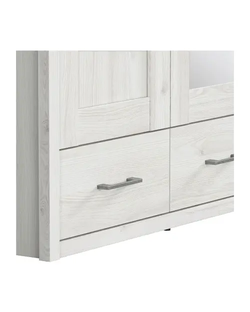 Three-door wardrobe Luca Juzi with mirror and drawers light sibiu larch
