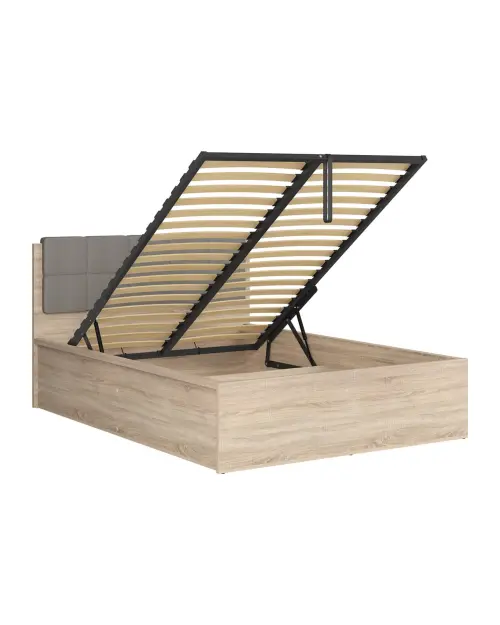 Cama Tetrix 140x200 con somier y contenedor roble sonoma