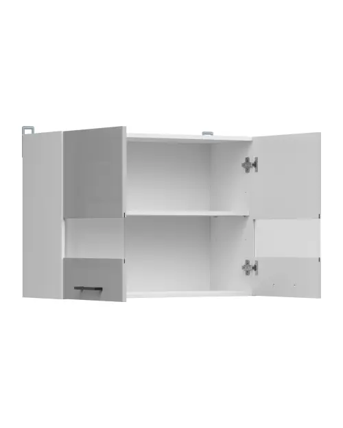Armario de cocina superior Junona Line 80 cm de dos puertas con vitrina gris claro brillo