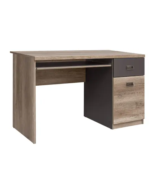 Escritorio Malcolm 120 cm con puerta y cajón roble canyon monument