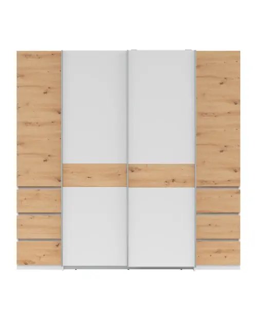 Sliding wardrobe Fabio 215 cm with drawers artisan oak/white