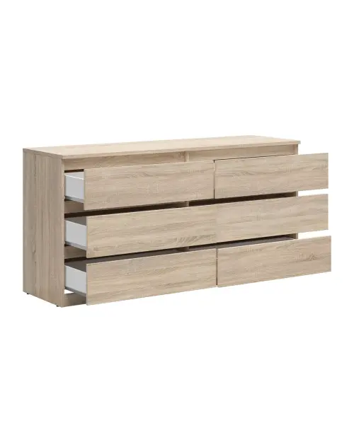 Cómoda Tetrix 150 cm con 6 cajones roble sonoma