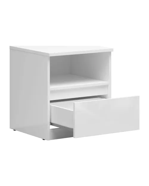 Mesita de noche Tetrix 45 cm con cajón blanco brillo