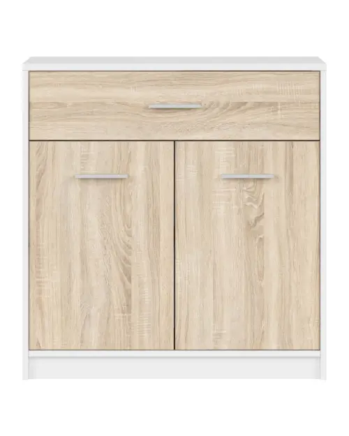 Cómoda Nepo Plus 80 cm con 2 puertas y un cajón blanco/roble sonoma