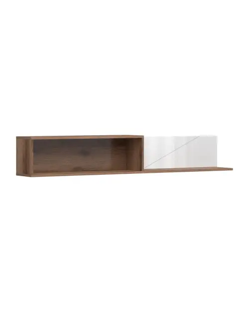 Estante de pared Forn 156 cm roble delano oscuro/blanco brillo