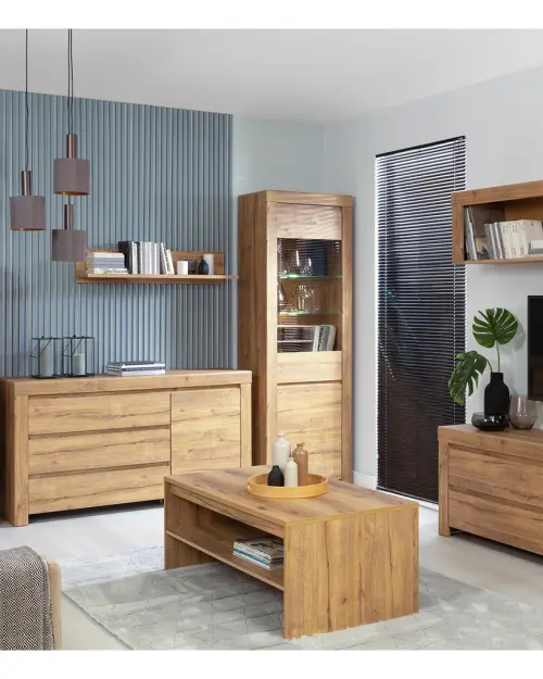 Vitrina Holten 98 cm con 3 puertas roble waterford