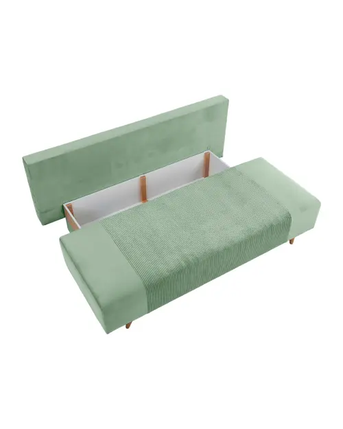 Three-seater sofa bed Leon with storage green