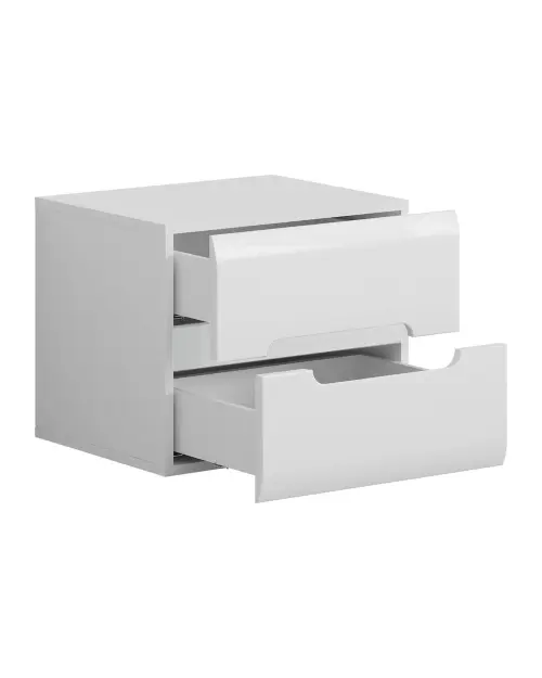 Mesita de noche Azteca Trio 50 cm con 2 cajones blanco brillo