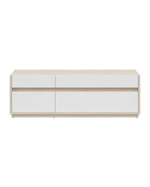 Mueble RTV Kim con 3 cajones y puertas roble riva claro/blanco