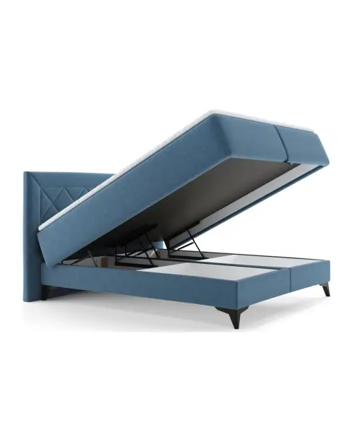 Cama continental Zalea 160x200 con arcón azul