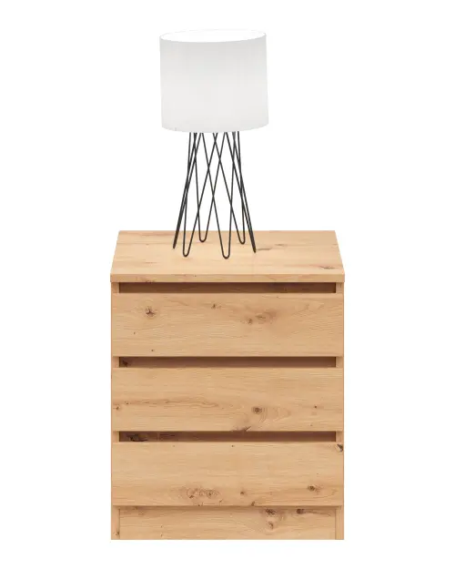 Mesita de noche Saturn 45 cm con 3 cajones roble artisan