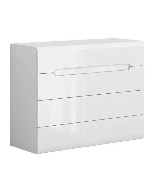 Cómoda Azteca Trio 105 cm con 4 cajones blanco brillo