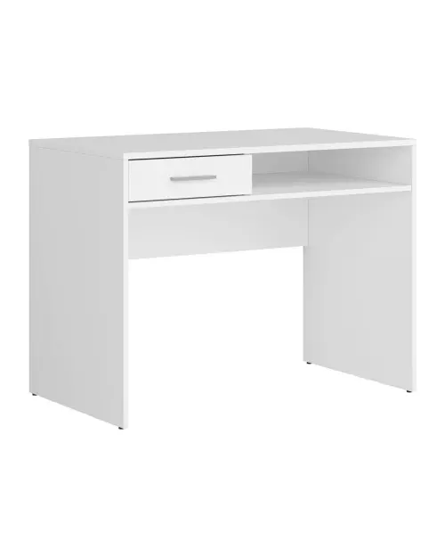 Escritorio Nepo Plus 100 cm con cajón y estante blanco