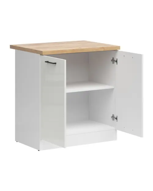 Mueble bajo de cocina Junona Line 80 cm brillo tiza con encimera