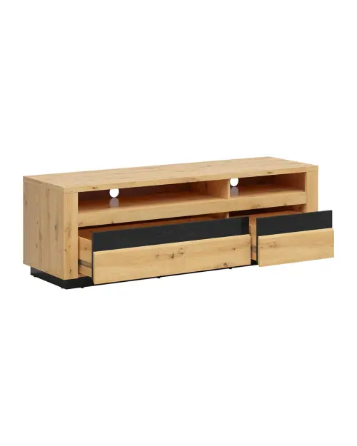 Mueble RTV Ostia 161 cm con 2 cajones y un estante roble artisan