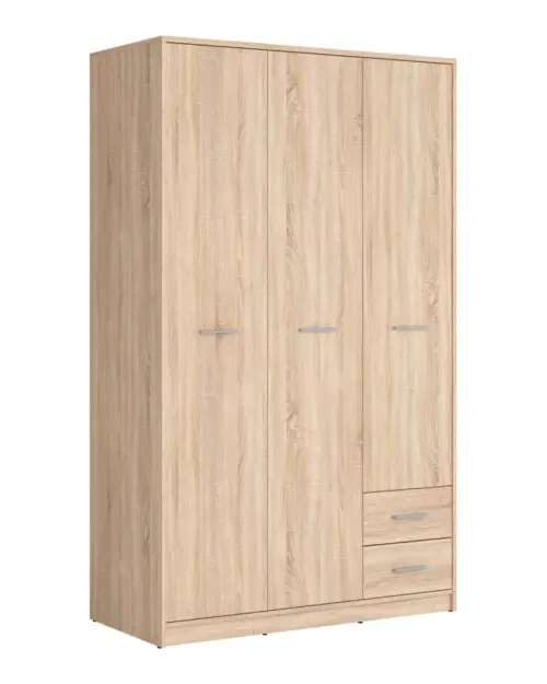 Armario de tres puertas Nepo Plus 118 cm con cajones roble sonoma