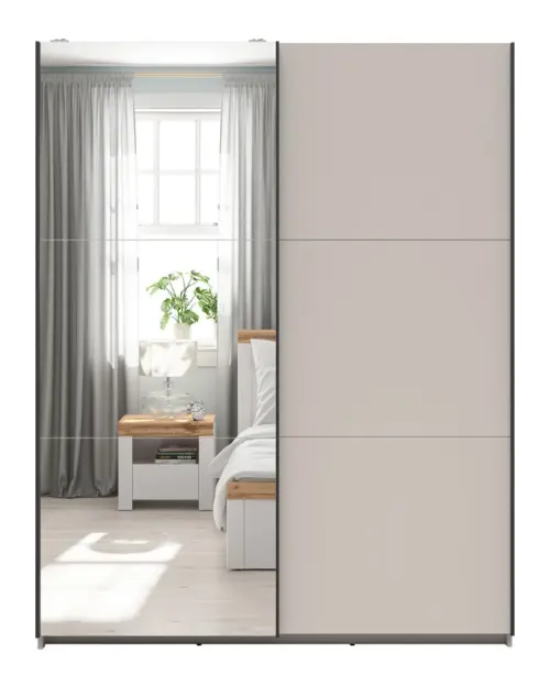 Armario de puertas correderas Tetrix 153 cm con espejo cachemira