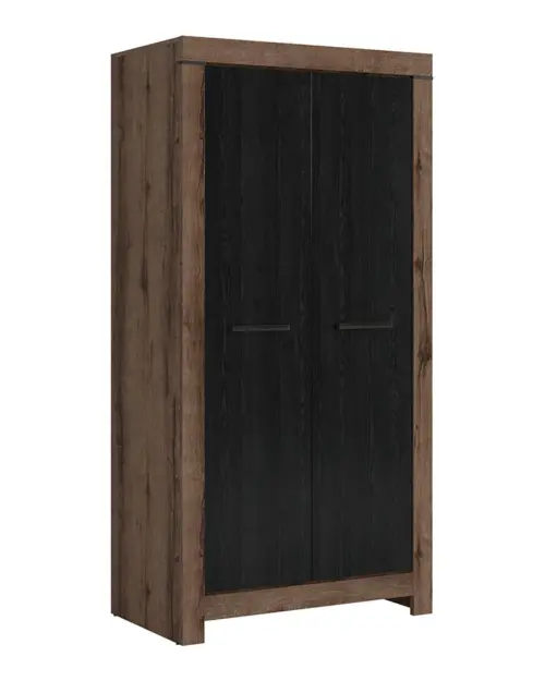 Armario de dos puertas Balin 98 cm roble monastery/roble negro
