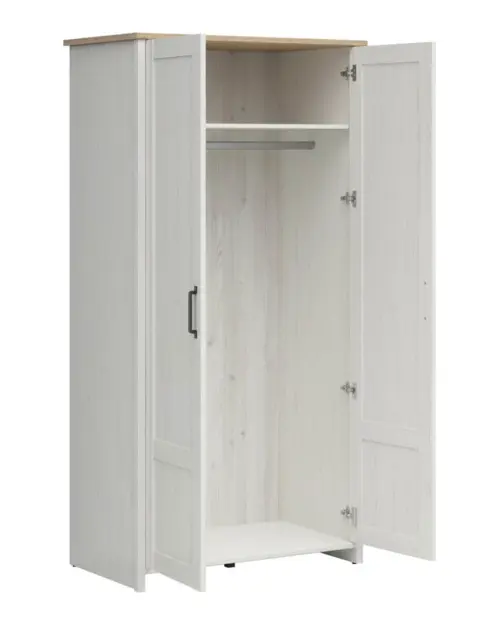 Armario de dos puertas Loksa 101 cm pino andersen blanco/roble grandson
