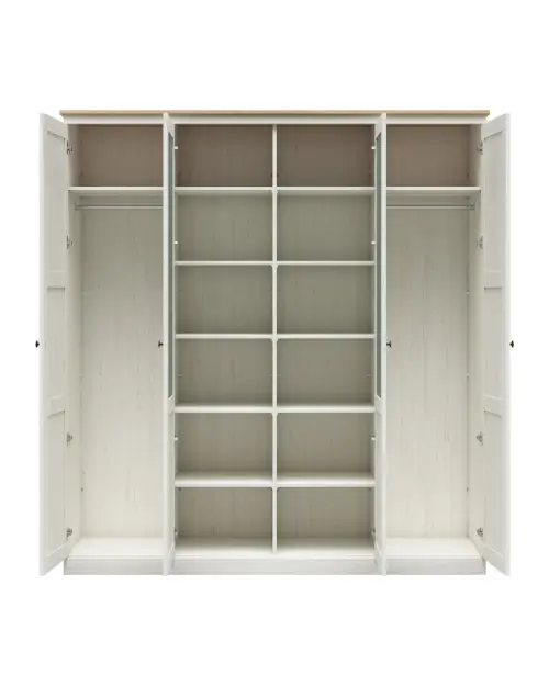 Armario de cuatro puertas Frija 203 cm con espejo pino andersen blanco