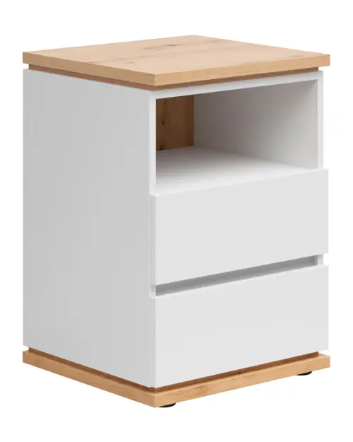 Mesita de noche Yamael 45 cm con cajones blanca