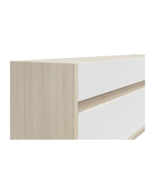 Mueble RTV Kim con 3 cajones y puertas roble riva claro/blanco