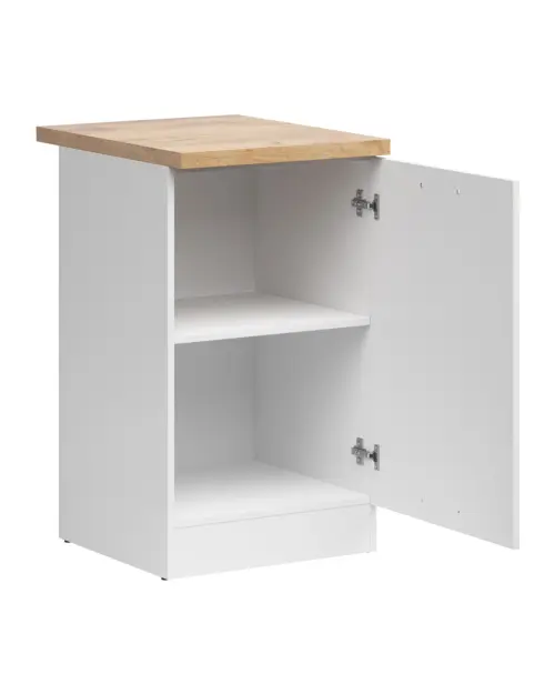 Szafka dolna kuchenna Junona Line 50 cm prawa kredowy połysk z blatem