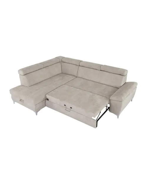 Sofá rinconera izquierdo Raul convertible con arcón beige