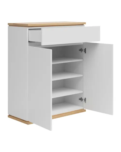 Cómoda Yamael 85 cm con 2 puertas y un cajón roble artisan/blanco