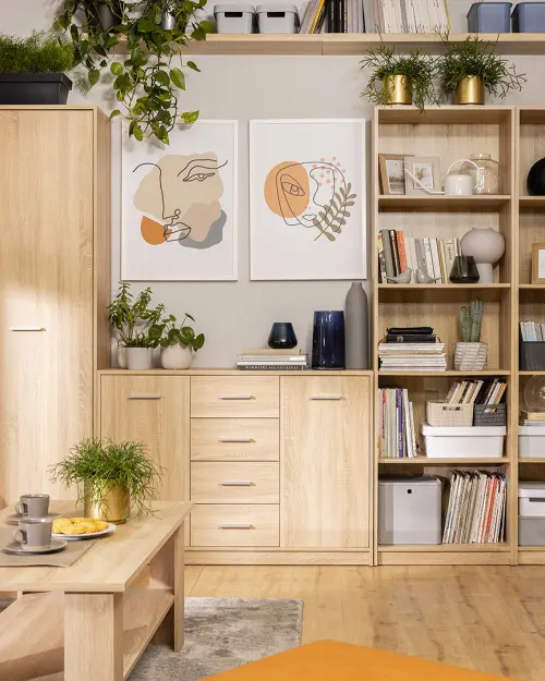 Estantería Nepo Plus 77 cm con 10 estantes roble sonoma