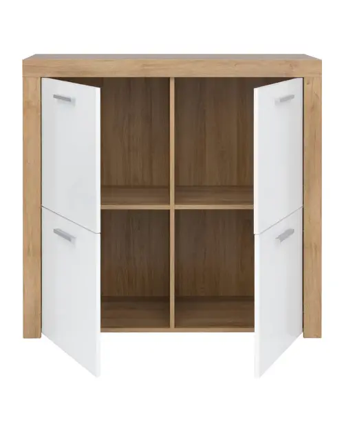 Armario Balder 104 cm de cuatro puertas roble riviera/blanco brillo