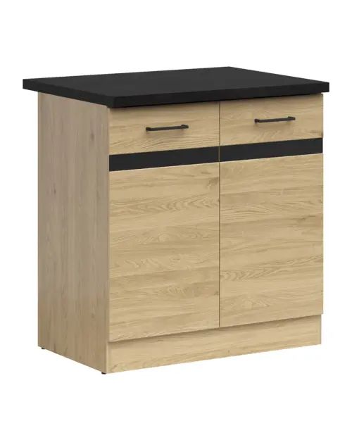 Mueble bajo de cocina Junona Line 80 cm de dos puertas roble bernstein con encimera