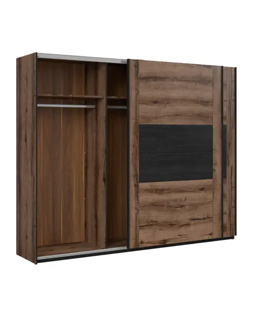 Armario de puertas correderas Kassel 270 guardarropa roble monastery/negro