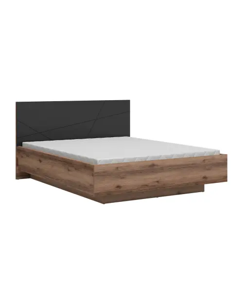 Cama Forn 160x200 con somier y contenedor roble delano oscuro/negro
