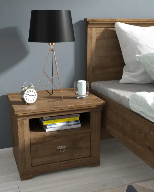 Mesita de noche Patras 58 cm con cajón roble april