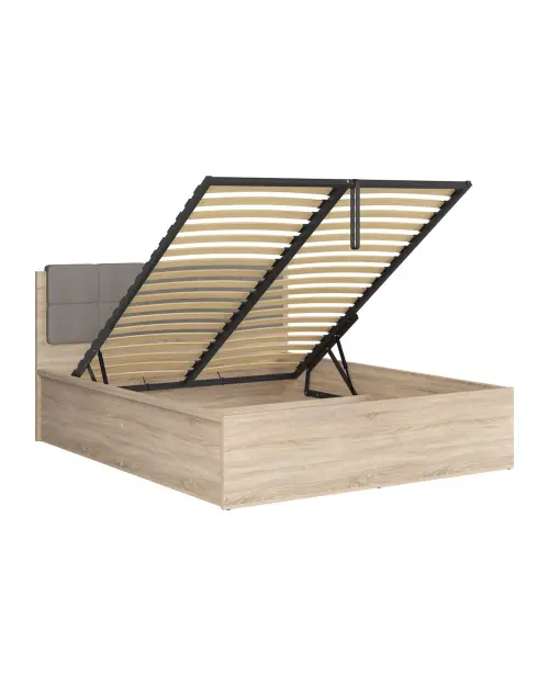 Cama Tetrix 160x200 con somier y contenedor roble sonoma