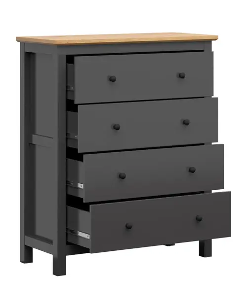 Cómoda Hesen 101 cm con 4 cajones grafito/roble artisan