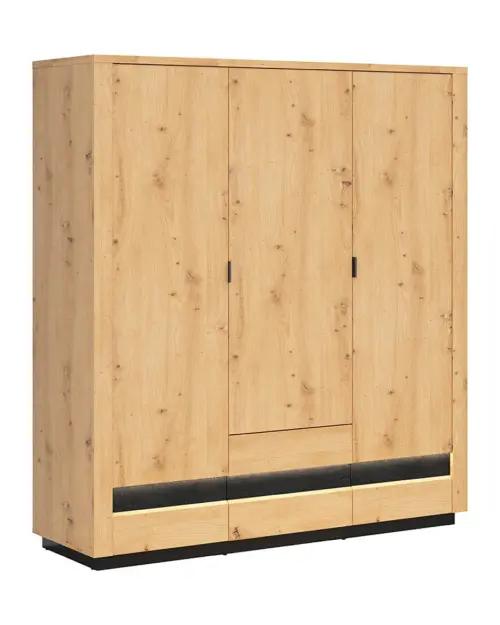 Three-door wardrobe Ostia 180 cm with drawers artisan oak/black oak
