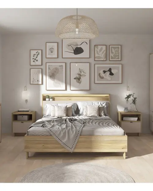 Кровать Dalva 160x200 с основанием и ящиком дуб маувелла/кашемир