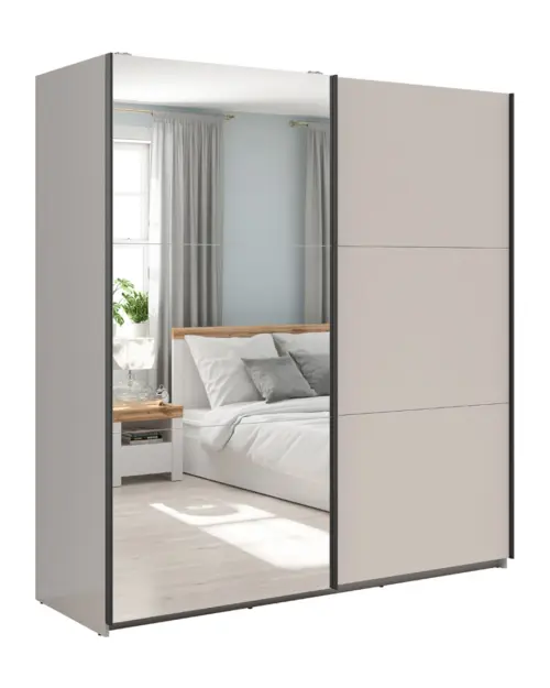 Armario de puertas correderas Tetrix 183 cm con espejo cachemira