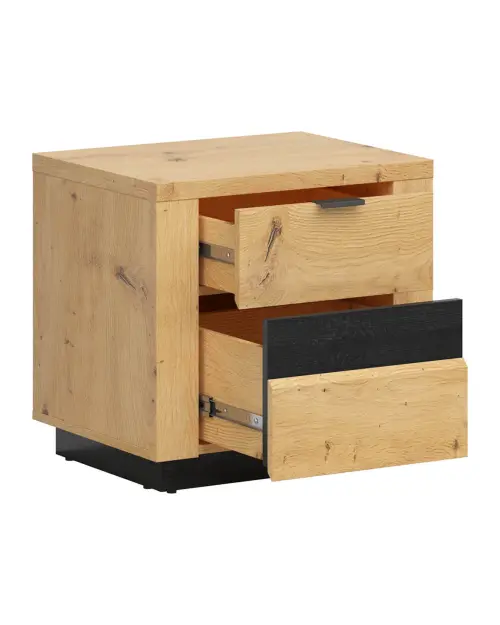 Mesita de noche Ostia 54 cm con cajones roble artisan/roble negro