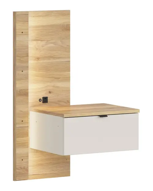 Mesita de noche Glamour 50 derecha con cajón cachemira/roble mauvella USB LED
