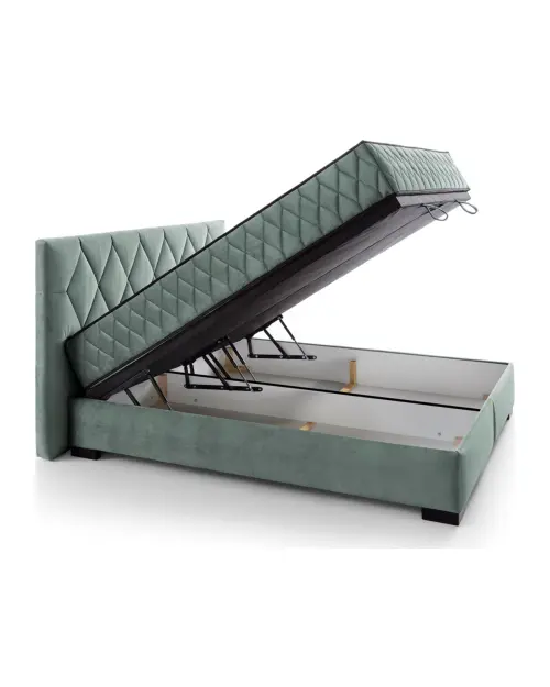 Continental bed Reve 160x200 with storage light green