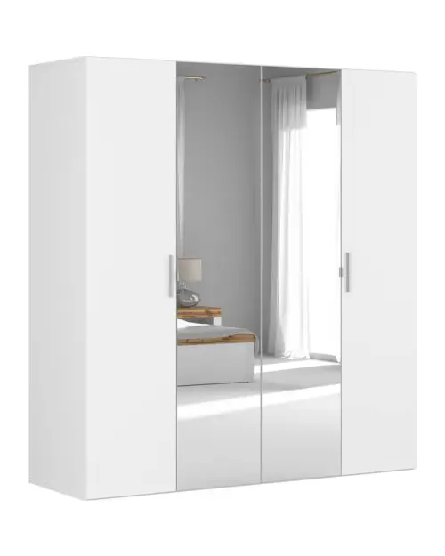 Armario modular Flex 200 cm con puertas y espejo blanco brillo