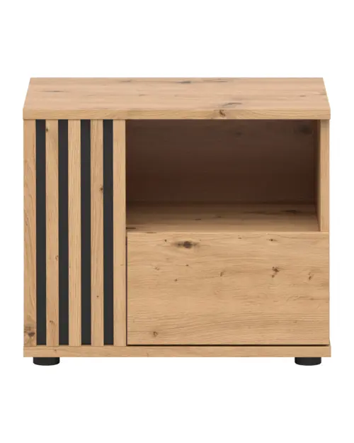 Mesita de noche Vabres 55 cm izquierda con cajón roble artisan listones