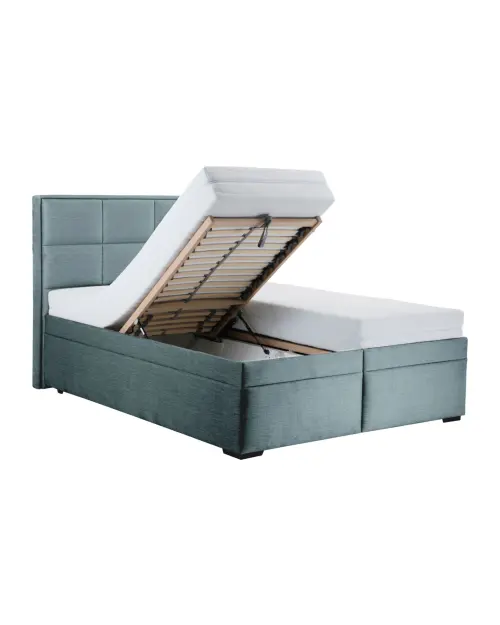 Cama tapizada Ella 160x200 con contenedores y somieres terciopelo verde