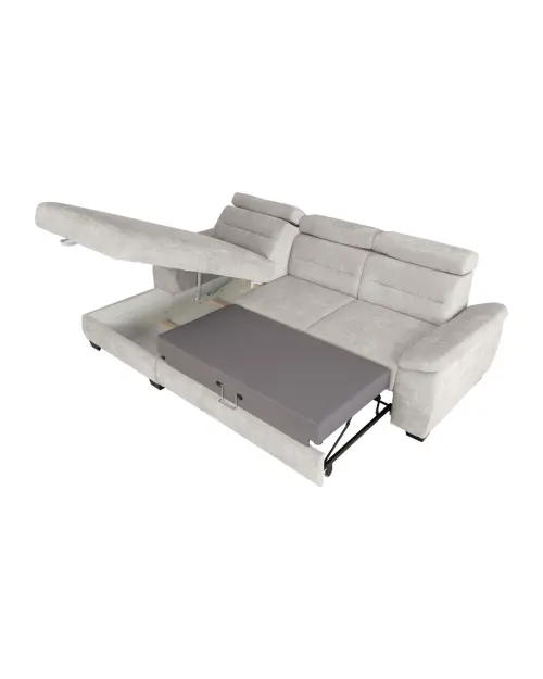 Sofá rinconera izquierda Aguda convertible con arcón beige