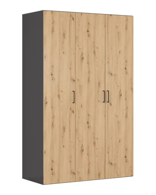 Szafa modułowa Flex 150 cm z 3 drzwiami grafit/dąb artisan